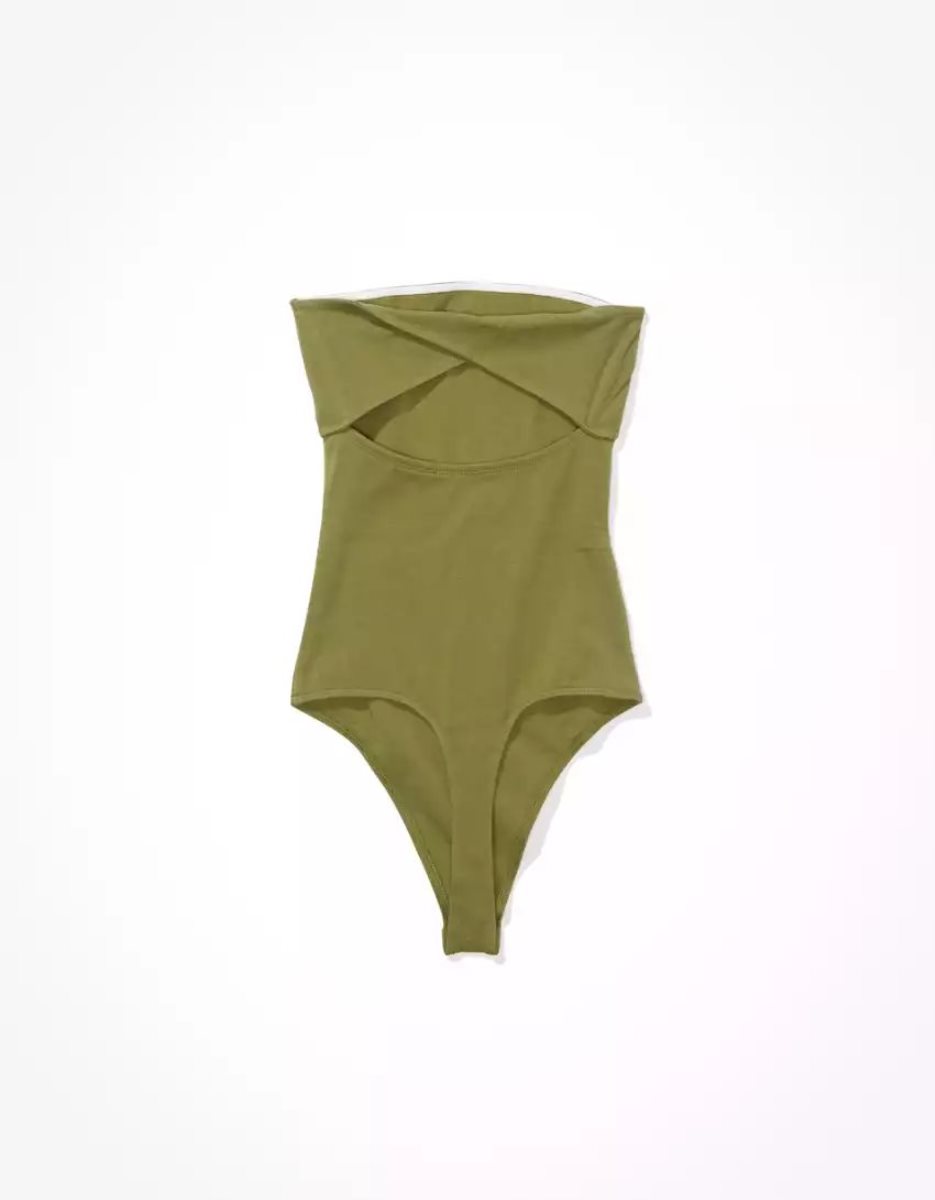 Body American Eagle AE Twist-Back Tube Vert Olive Femme | HIK-05690514